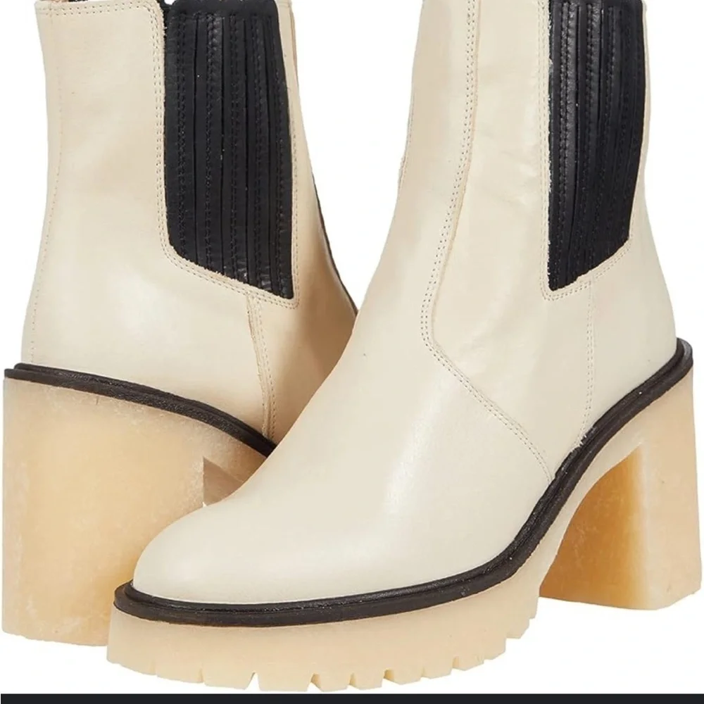Free people James Chelsea boots bone and black